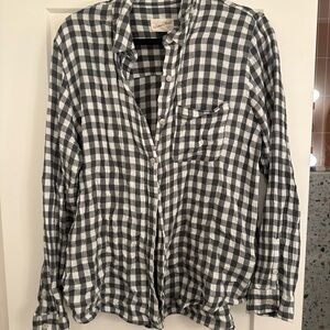 Universal Thread Olive Green & White Plaid Flannel Button Down Shirt